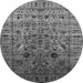 Round Machine Washable Oriental Gray Industrial Rug, wshurb2394gry