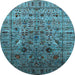 Round Oriental Light Blue Industrial Rug, urb2394lblu