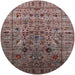 Round Mid-Century Modern Reddish Brown Oriental Rug, urb2394