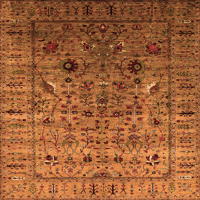 Square Oriental Orange Industrial Rug, urb2394org