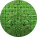 Round Oriental Green Industrial Rug, urb2394grn