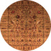 Round Oriental Orange Industrial Rug, urb2394org