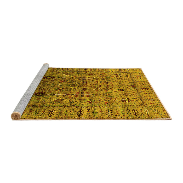 Sideview of Machine Washable Oriental Yellow Industrial Rug, wshurb2394yw