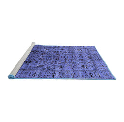 Sideview of Machine Washable Oriental Blue Industrial Rug, wshurb2394blu