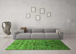 Machine Washable Oriental Green Industrial Area Rugs in a Living Room,, wshurb2394grn