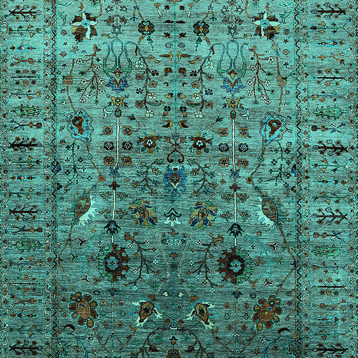 Machine Washable Oriental Turquoise Industrial Area Rugs, wshurb2394turq