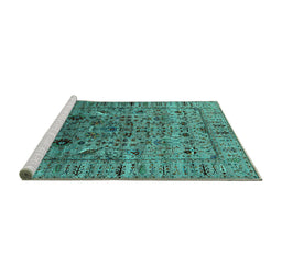 Sideview of Machine Washable Oriental Turquoise Industrial Area Rugs, wshurb2394turq