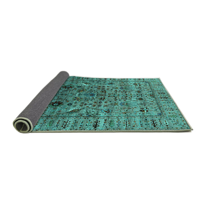 Sideview of Oriental Turquoise Industrial Rug, urb2394turq