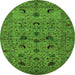 Round Oriental Green Industrial Rug, urb2395grn