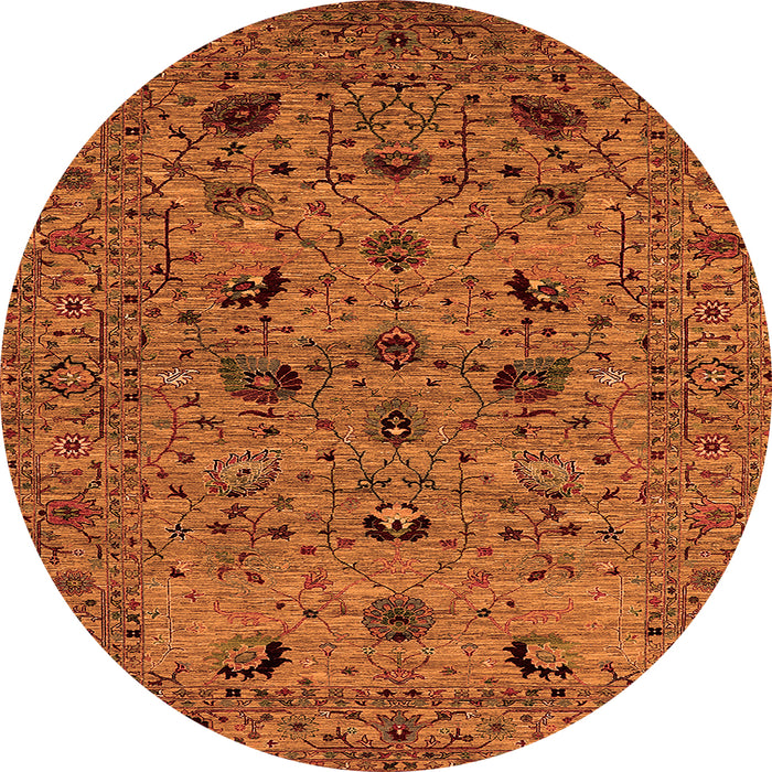 Round Oriental Orange Industrial Rug, urb2395org