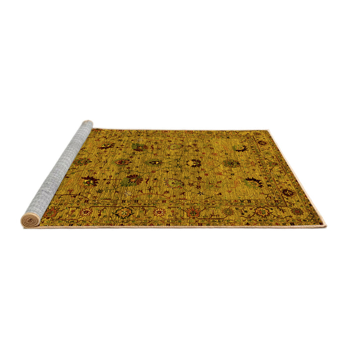 Sideview of Machine Washable Oriental Yellow Industrial Rug, wshurb2395yw