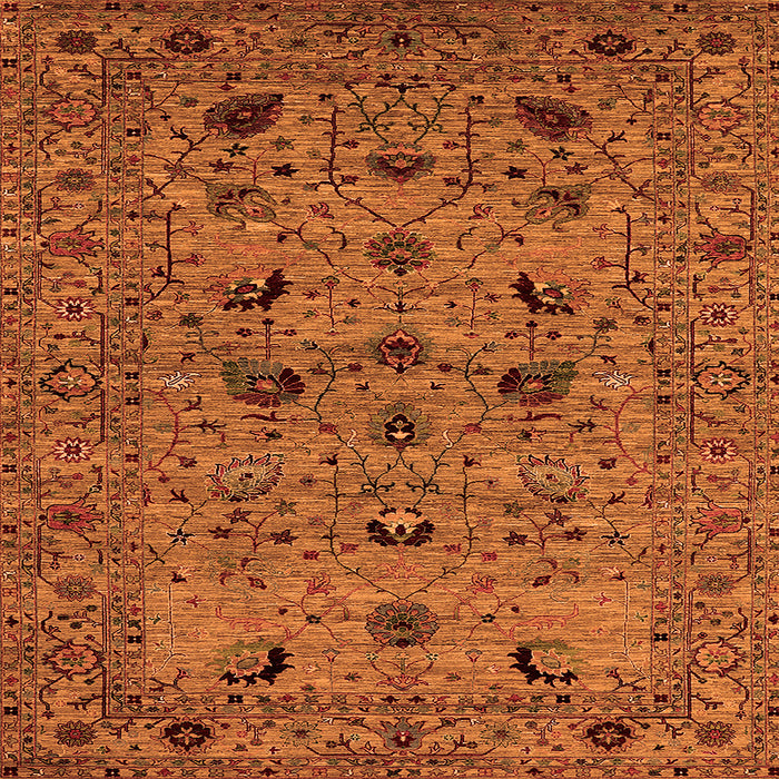 Square Oriental Orange Industrial Rug, urb2395org