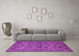 Machine Washable Oriental Purple Industrial Area Rugs in a Living Room, wshurb2395pur