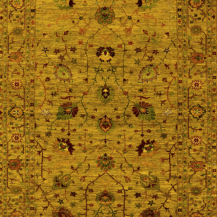 Machine Washable Oriental Yellow Industrial Rug, wshurb2395yw