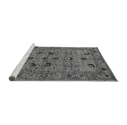 Sideview of Machine Washable Oriental Gray Industrial Rug, wshurb2395gry