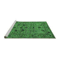 Sideview of Machine Washable Oriental Emerald Green Industrial Area Rugs, wshurb2395emgrn