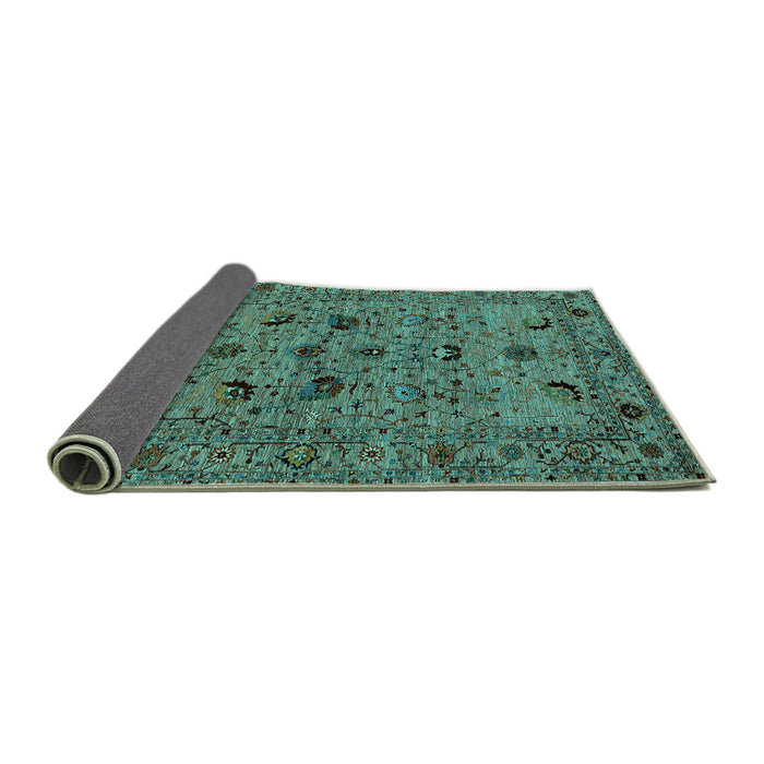 Sideview of Oriental Turquoise Industrial Rug, urb2395turq
