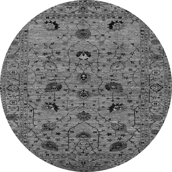 Round Machine Washable Oriental Gray Industrial Rug, wshurb2395gry