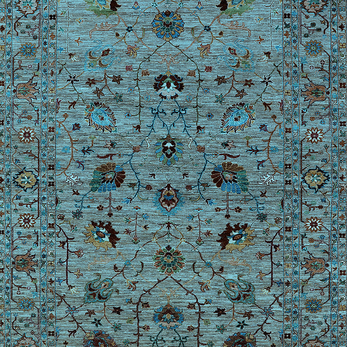 Machine Washable Oriental Light Blue Industrial Rug, wshurb2395lblu