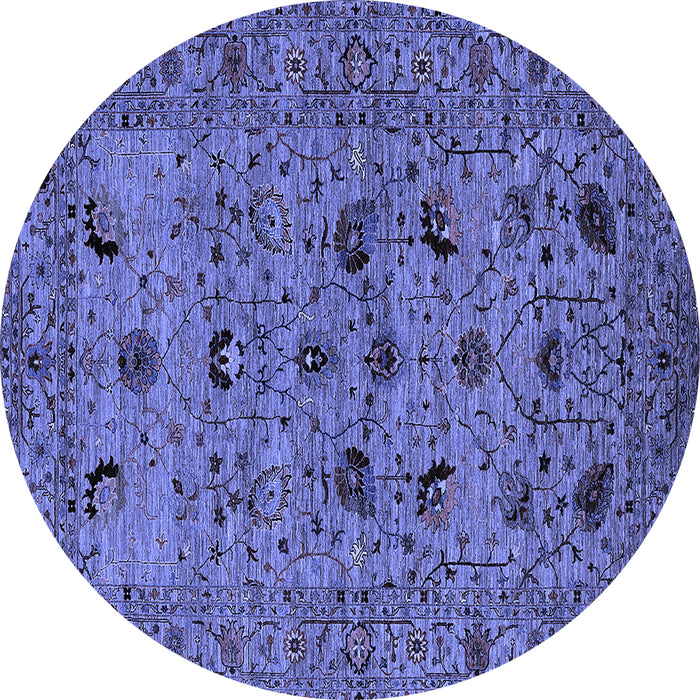 Round Oriental Blue Industrial Rug, urb2395blu