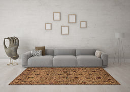 Machine Washable Oriental Brown Industrial Rug in a Living Room,, wshurb2395brn