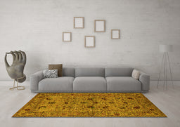 Machine Washable Oriental Yellow Industrial Rug in a Living Room, wshurb2395yw
