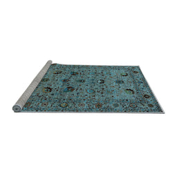 Sideview of Machine Washable Oriental Light Blue Industrial Rug, wshurb2395lblu