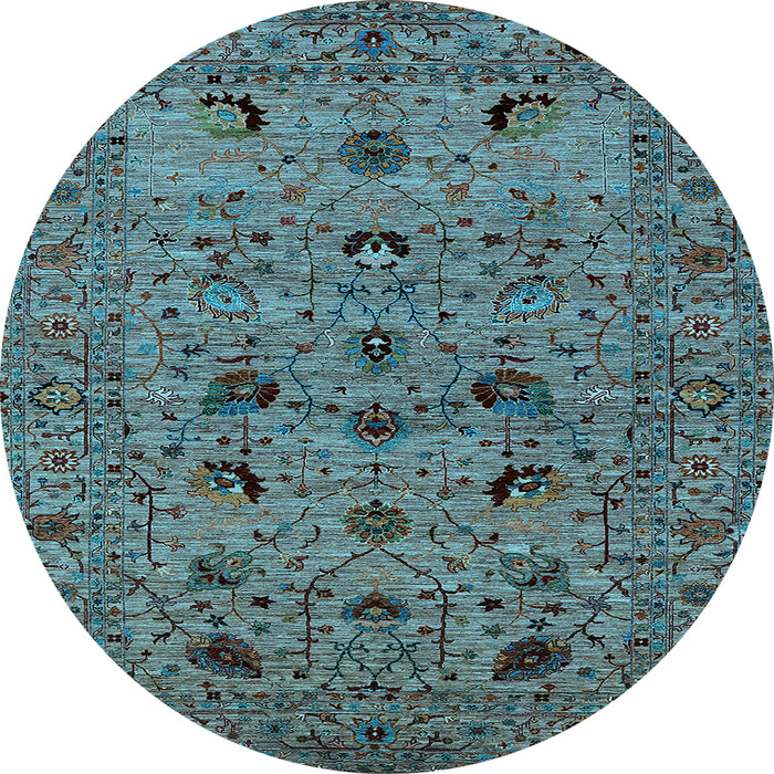 Round Oriental Light Blue Industrial Rug, urb2395lblu