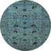 Round Oriental Light Blue Industrial Rug, urb2395lblu