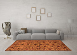 Machine Washable Oriental Orange Industrial Area Rugs in a Living Room, wshurb2395org