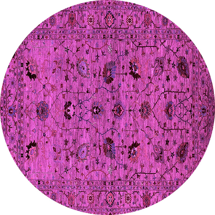 Round Machine Washable Oriental Pink Industrial Rug, wshurb2395pnk