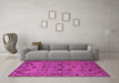 Machine Washable Oriental Pink Industrial Rug in a Living Room, wshurb2395pnk