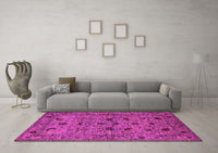 Machine Washable Oriental Pink Industrial Rug, wshurb2395pnk