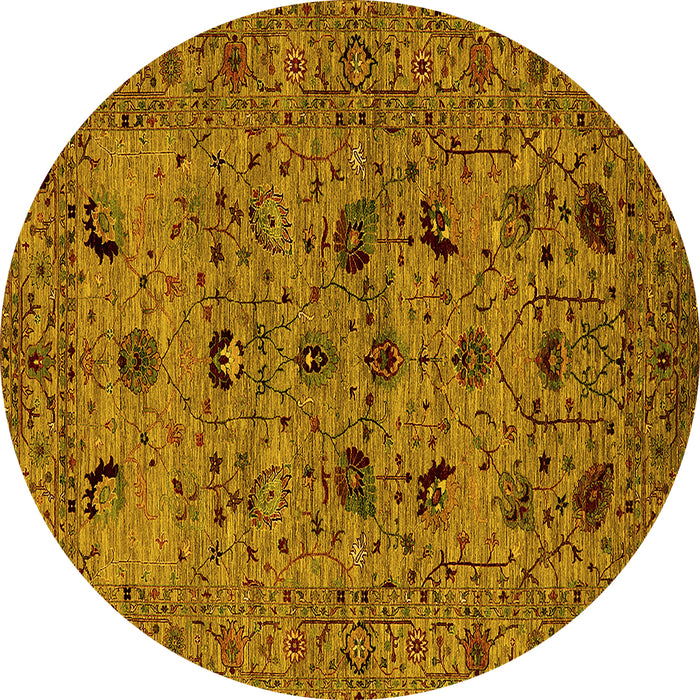 Round Oriental Yellow Industrial Rug, urb2395yw
