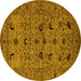 Round Oriental Yellow Industrial Rug, urb2395yw