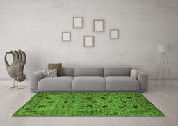 Machine Washable Oriental Green Industrial Area Rugs in a Living Room,, wshurb2395grn