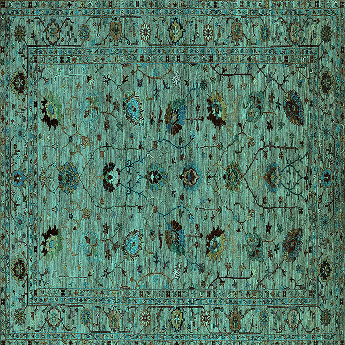 Square Oriental Turquoise Industrial Rug, urb2395turq