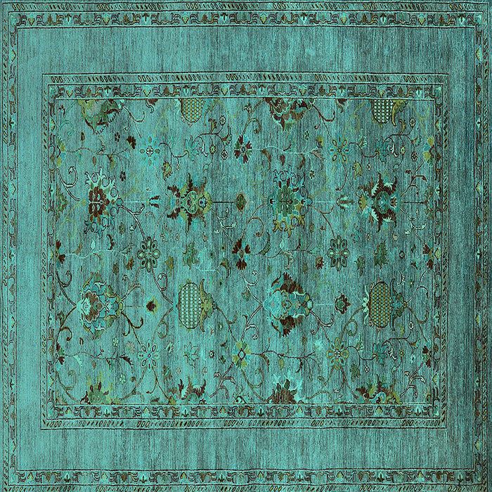 Square Oriental Turquoise Industrial Rug, urb2396turq