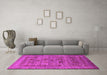 Machine Washable Oriental Pink Industrial Rug in a Living Room, wshurb2396pnk