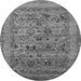 Round Oriental Gray Industrial Rug, urb2396gry