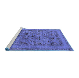 Sideview of Machine Washable Oriental Blue Industrial Rug, wshurb2396blu