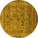 Round Oriental Yellow Industrial Rug, urb2396yw