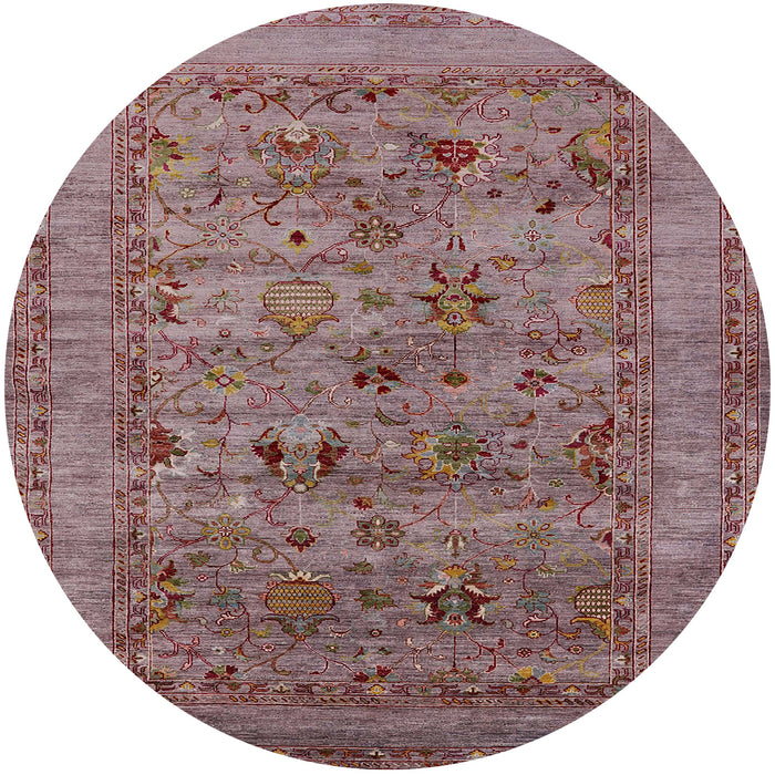 Round Mid-Century Modern Chestnut Brown Oriental Rug, urb2396