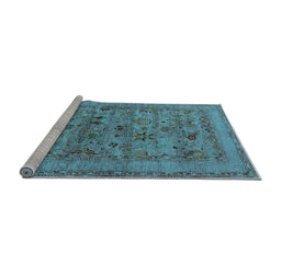 Sideview of Machine Washable Oriental Light Blue Industrial Rug, wshurb2396lblu