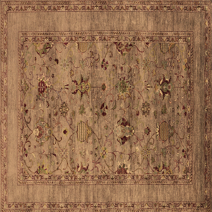 Square Oriental Brown Industrial Rug, urb2396brn