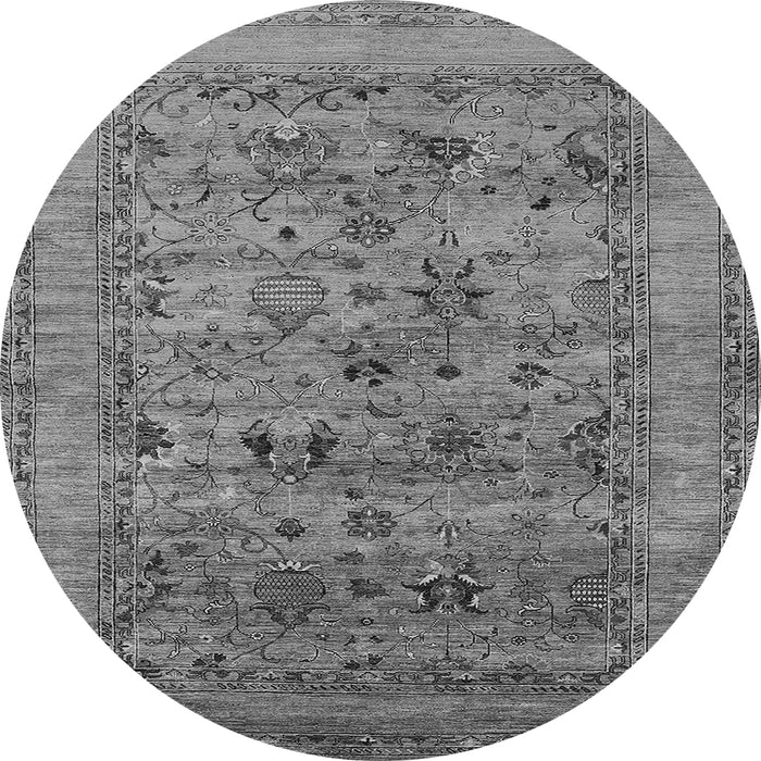 Round Machine Washable Oriental Gray Industrial Rug, wshurb2396gry