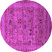 Round Machine Washable Oriental Pink Industrial Rug, wshurb2396pnk