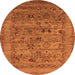 Round Machine Washable Oriental Orange Industrial Area Rugs, wshurb2396org