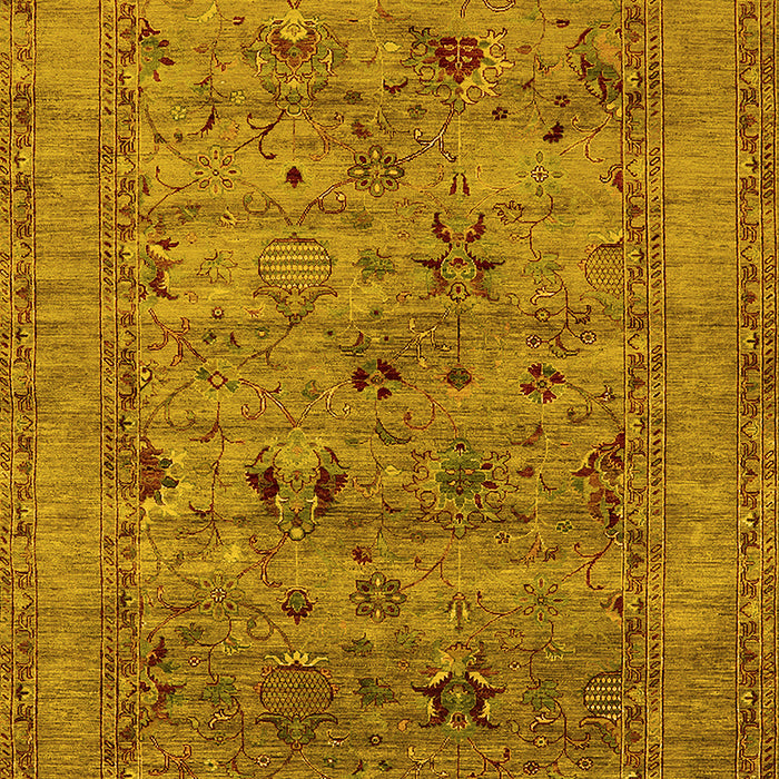 Machine Washable Oriental Yellow Industrial Rug, wshurb2396yw