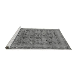 Sideview of Machine Washable Oriental Gray Industrial Rug, wshurb2396gry